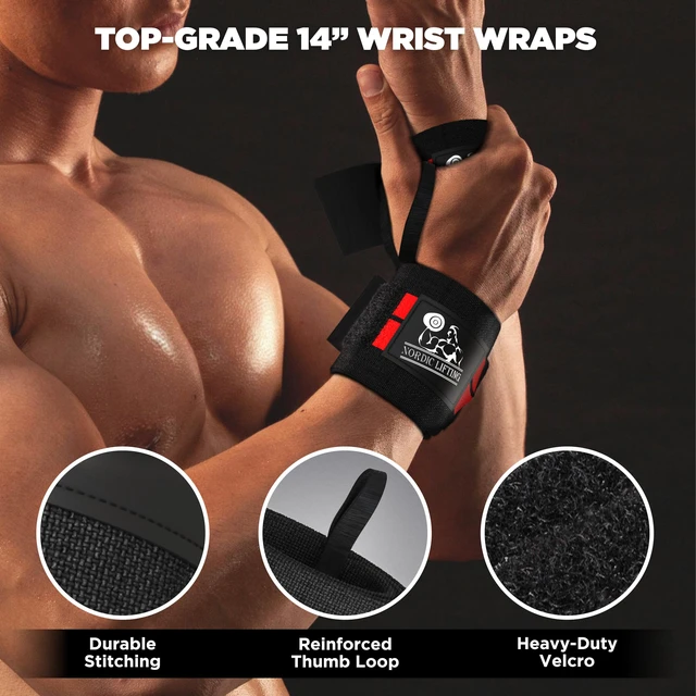 Alt view image 2 of 7 - Wrist Wraps + Lifting Straps Bundle (2 Pairs) for Weightlifting, Cross Training, Workout, Gym, Powerlifting, Bodybuilding-Support for Women & Men,Avoid Injury during Weight Lifting-Red
