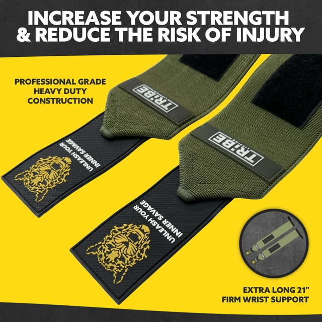 Alt view image 2 of 7 - 21-Inch Wrist Wraps and 24-Inch Lifting Straps Set for Weightlifting | Heavy-duty wrist support wraps, anti-slip silicone grip straps with padded loops, reinforced stitching for heavy lifts