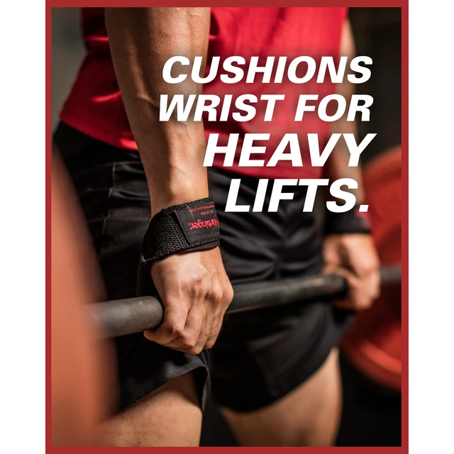 Alt view image 2 of 7 - Padded Cotton Lifting Straps with NeoTek Cushioned Wrist, 21.5 Inch Length, 1.5 Inch Width, Pair, Weightlifting Wrist Straps for Deadlifts and Strength Training, Black