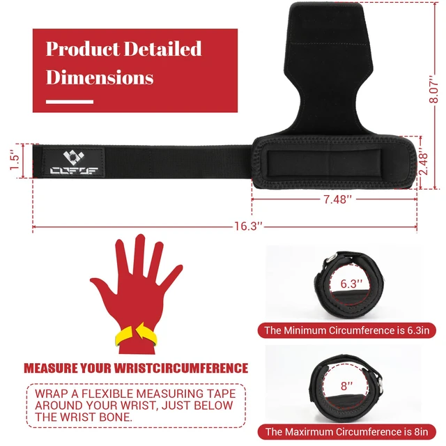 Alt view image 4 of 7 - Weight Lifting Wrist Strap, Double-Layer Leather for Deadlift Powerlifting | Gym Strap with Adjustable Neoprene Padded Fit for 6.3"8" Wrist, 8.07" Leather Strap, Gym Workout Lifting Hook (Pair)
