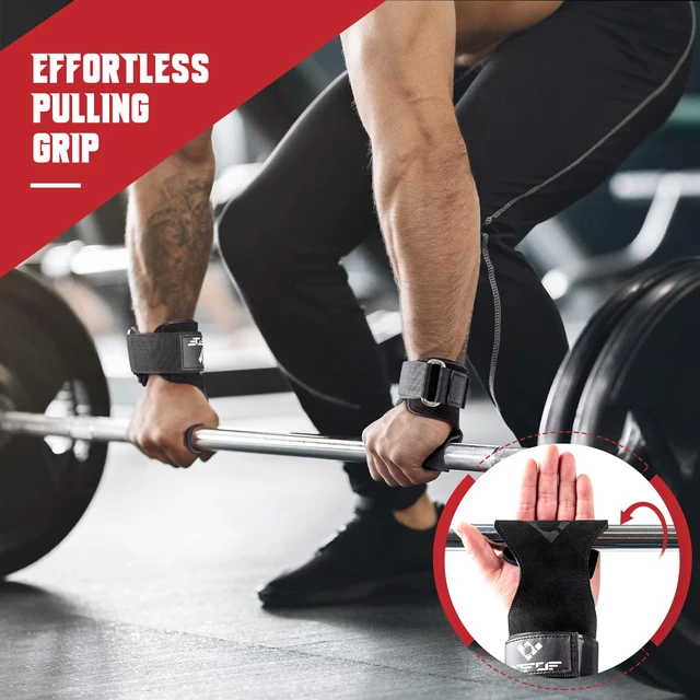 Alt view image 5 of 7 - Weight Lifting Wrist Strap, Double-Layer Leather for Deadlift Powerlifting | Gym Strap with Adjustable Neoprene Padded Fit for 6.3"8" Wrist, 8.07" Leather Strap, Gym Workout Lifting Hook (Pair)