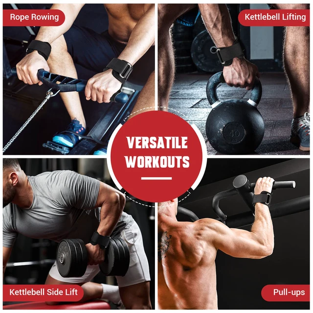 Alt view image 7 of 7 - Weight Lifting Wrist Strap, Double-Layer Leather for Deadlift Powerlifting | Gym Strap with Adjustable Neoprene Padded Fit for 6.3"8" Wrist, 8.07" Leather Strap, Gym Workout Lifting Hook (Pair)