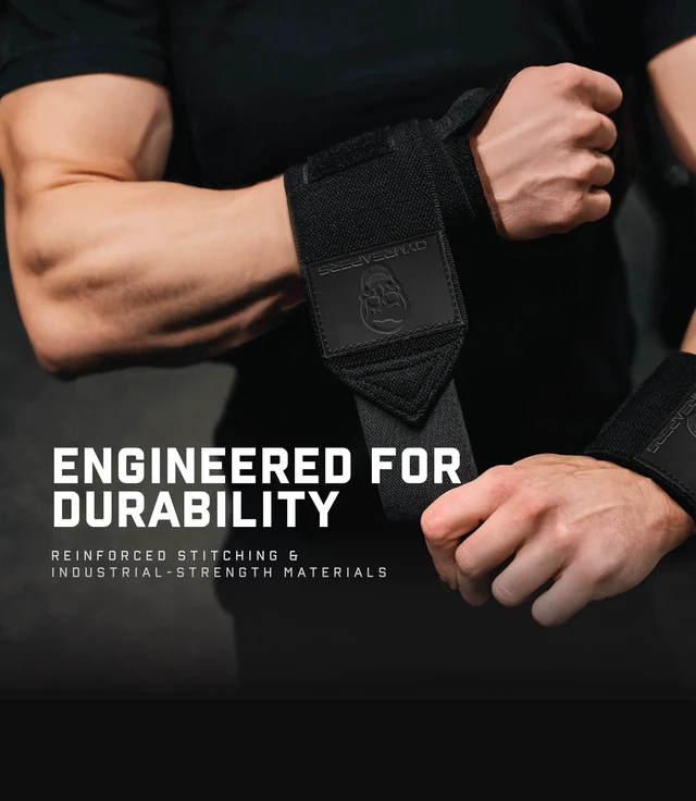 Alt view image 3 of 6 - Weightlifting Wrist Wraps, Black/Rubber, 18"