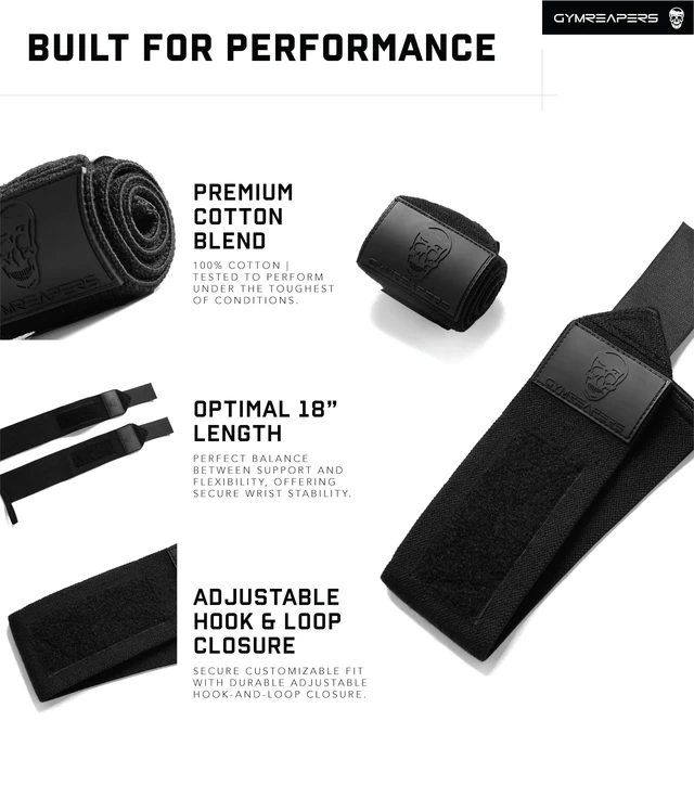 Alt view image 5 of 6 - Weightlifting Wrist Wraps, Black/Rubber, 18"