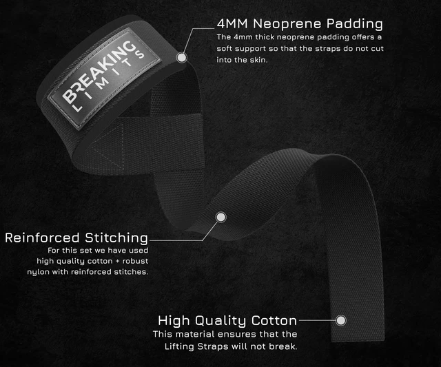 Alt view image 6 of 7 - Set of Lifting Straps & Wrist Wraps - 2 Wrist Bandages, 2 Lifting Aids - Strength Training, Weight Lifting, Bodybuilding, Lift Training, Powerlifting, One Size | (Black)