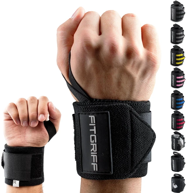 Main image of Wrist Wraps for Weightlifting (18") Heavy-Duty Support for Gym, Bench Press, and Pushups (1 Pair) - for Men and Women (Black)