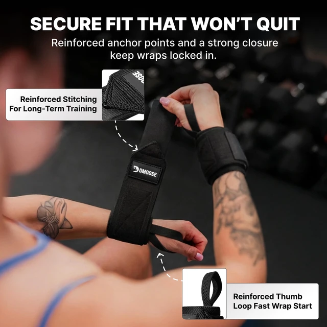 Alt view image 5 of 7 - Wrist Straps for Weightlifting 12 and 18 Inches Thumb Loops with Wrist Support for Workouts Powerlifting Wrist Straps for Weight Lifting Men and Women Black II