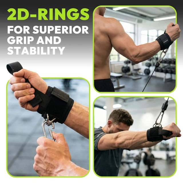 Alt view image 3 of 6 - Nylon Lifting Straps, Double D-Ring Weightlifting Wrist Straps | Webbing Construction, Two Piece Set, Padded Cuffs, Reinforced Seams, Adjustable Fit, Deadlifts, Pull Ups, Rows, Cable Curls