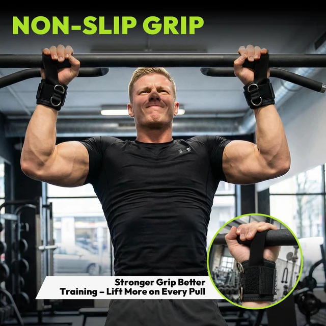 Alt view image 4 of 6 - Nylon Lifting Straps, Double D-Ring Weightlifting Wrist Straps | Webbing Construction, Two Piece Set, Padded Cuffs, Reinforced Seams, Adjustable Fit, Deadlifts, Pull Ups, Rows, Cable Curls
