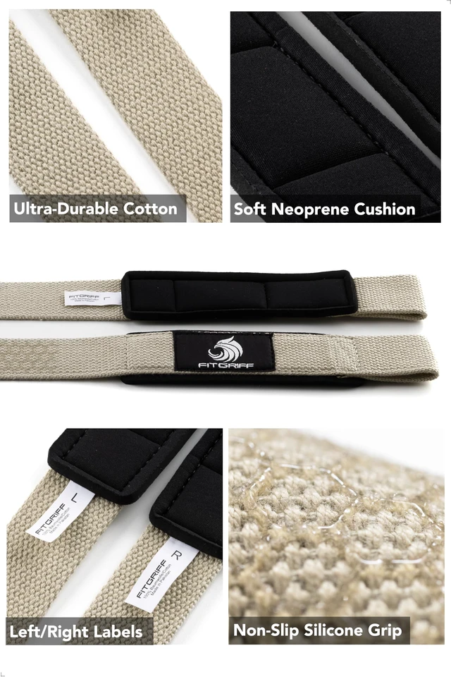 Alt view image 5 of 6 - Lifting Wrist Straps for Weightlifting, Gym, Deadlift, Workout (Made of Premium Cotton & Padded) - Men & Women (Standard, Sand (Grip))