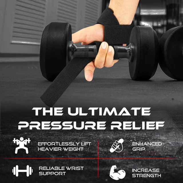 Alt view image 7 of 7 - Lifting Wrist Straps for Weightlifting, Straps Gym Grip Power Workouts Lifting Straps Padded Cotton Men Women Wrap Lift, Deadlift Bodybuilding Weight Lifting Exercise Straps (Black)