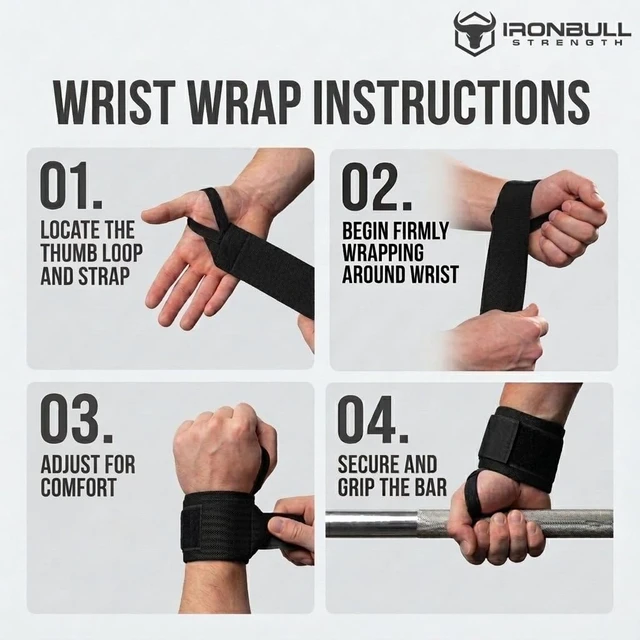 Alt view image 5 of 5 - Wrist Wraps for Weightlifting & Powerlifting (18") - Premium Quality Wrist Straps for Weight lifting with Thumb Loop - Best Gym Wrist Wraps for Bench Press, Dip, Triceps & Curls for Men and Women