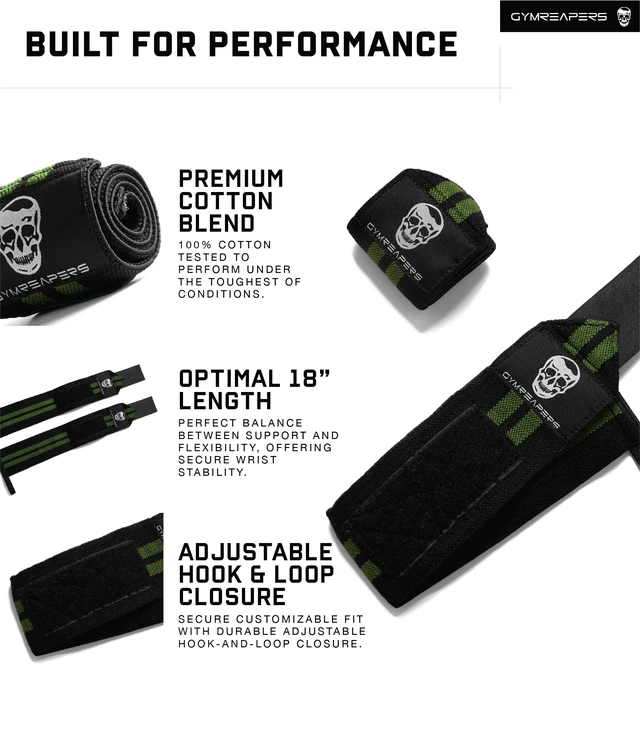 Alt view image 6 of 7 - Weightlifting Wrist Wraps (Competition Grade) 18" Professional Quality Wrist Support with Heavy Duty Thumb Loop - Strength Training, Bodybuilding(Military Green,18")