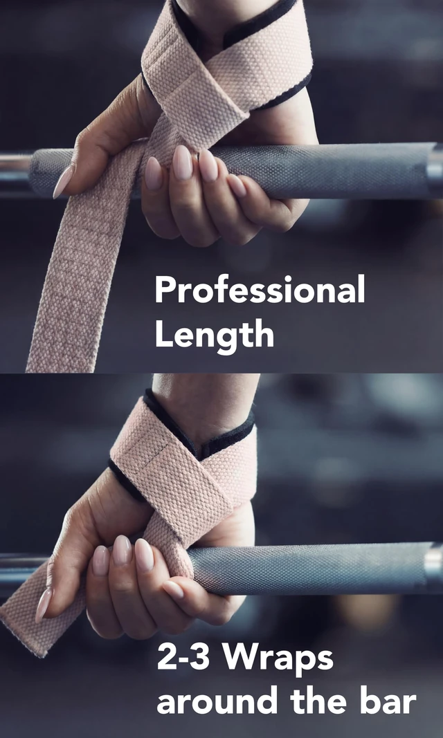 Alt view image 2 of 6 - Lifting Wrist Straps for Weightlifting, Gym, Deadlift, Workout (Made of Premium Cotton & Padded) - Men & Women (Standard, Blush Pink (Grip))
