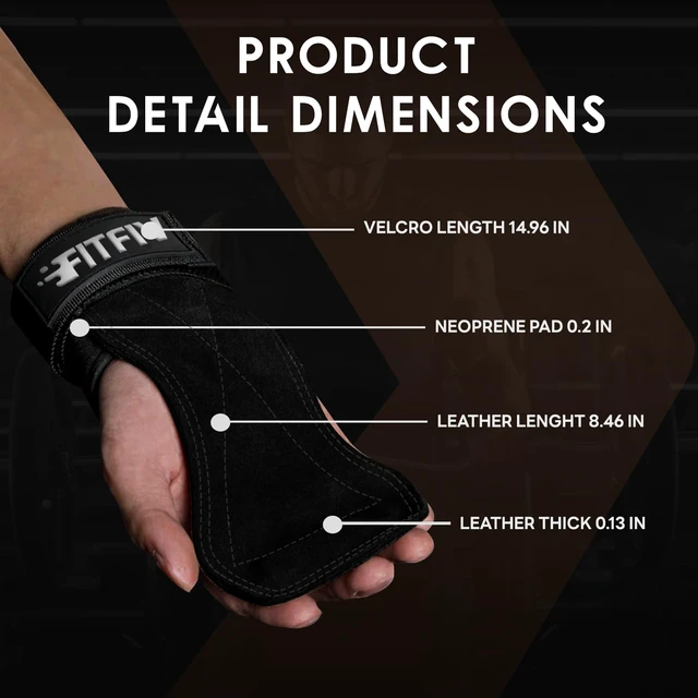 Alt view image 4 of 7 - Leather Lifting Straps for Weightlifting, Padded Wrist Support, Pair | Double-layer leather grip, 5mm neoprene padding, adjustable fit, pair for deadlifts, rows, pull-ups and strength training