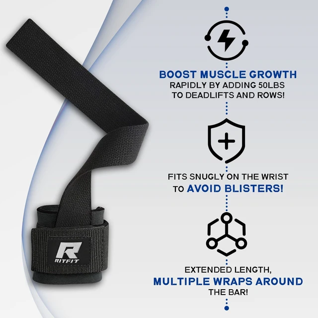 Alt view image 2 of 7 - Wrist Wraps with Neoprene Padding for Weightlifting, Black | 6.55mm Thick, Anti-Slip Dual-Purpose Support and Lifting Strap, Bodybuilding MMA Powerlifting, Deadlifts Pull Ups