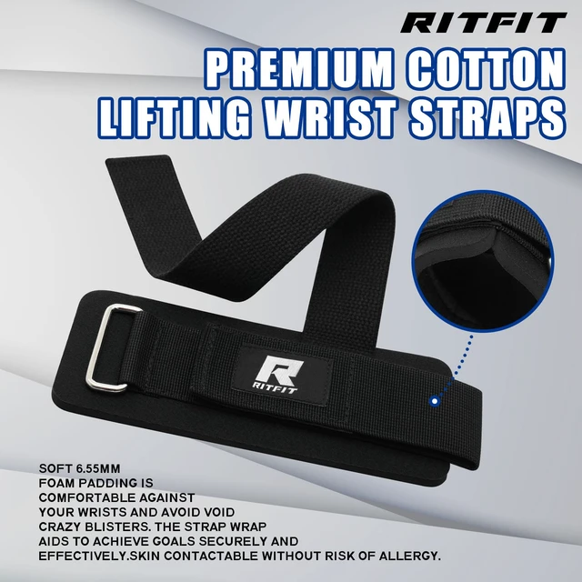 Alt view image 3 of 7 - Wrist Wraps with Neoprene Padding for Weightlifting, Black | 6.55mm Thick, Anti-Slip Dual-Purpose Support and Lifting Strap, Bodybuilding MMA Powerlifting, Deadlifts Pull Ups