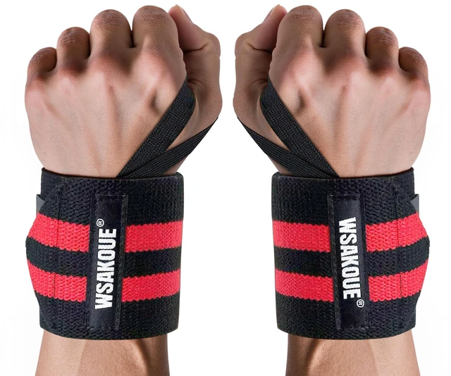 Main image of Weightlifting Wrist Wraps - 18" Professional Wrist Support with Heavy-Duty Thumb Loop for Powerlifting, Bench Press & Strength Training- Adjustable Gym Wrist Straps for Men & Women - Red