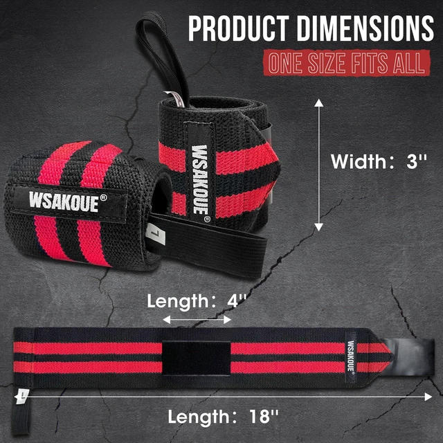 Alt view image 2 of 7 - Weightlifting Wrist Wraps - 18" Professional Wrist Support with Heavy-Duty Thumb Loop for Powerlifting, Bench Press & Strength Training- Adjustable Gym Wrist Straps for Men & Women - Red