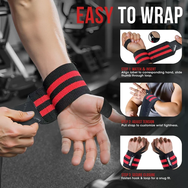 Alt view image 5 of 7 - Weightlifting Wrist Wraps - 18" Professional Wrist Support with Heavy-Duty Thumb Loop for Powerlifting, Bench Press & Strength Training- Adjustable Gym Wrist Straps for Men & Women - Red