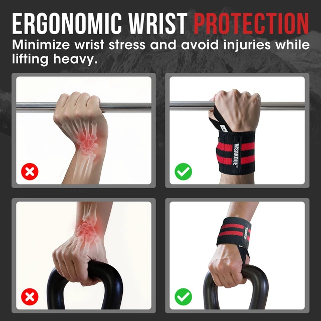 Alt view image 7 of 7 - Weightlifting Wrist Wraps - 18" Professional Wrist Support with Heavy-Duty Thumb Loop for Powerlifting, Bench Press & Strength Training- Adjustable Gym Wrist Straps for Men & Women - Red