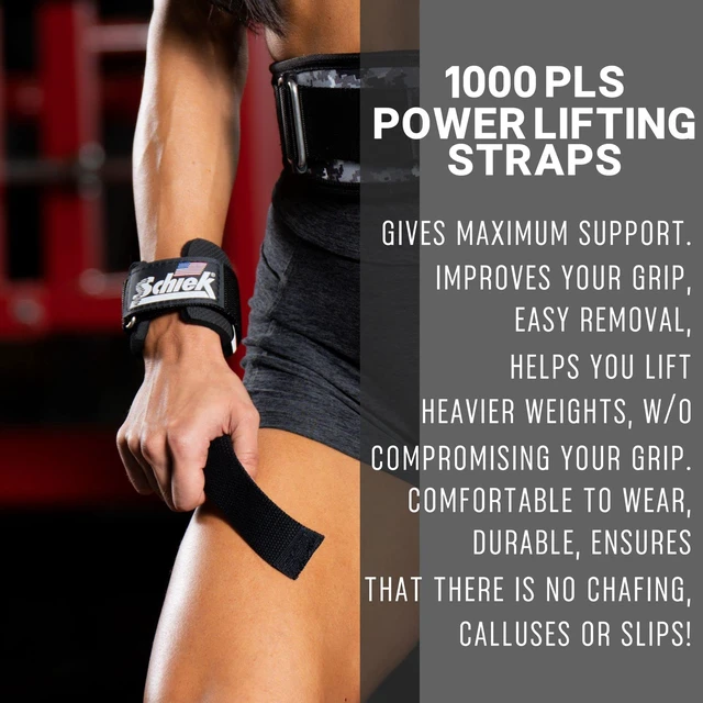 Alt view image 4 of 7 - Sports 1000-PLS Deluxe Power Lifting Wrist Straps - Weight Lifting Wrist Wraps (Black)
