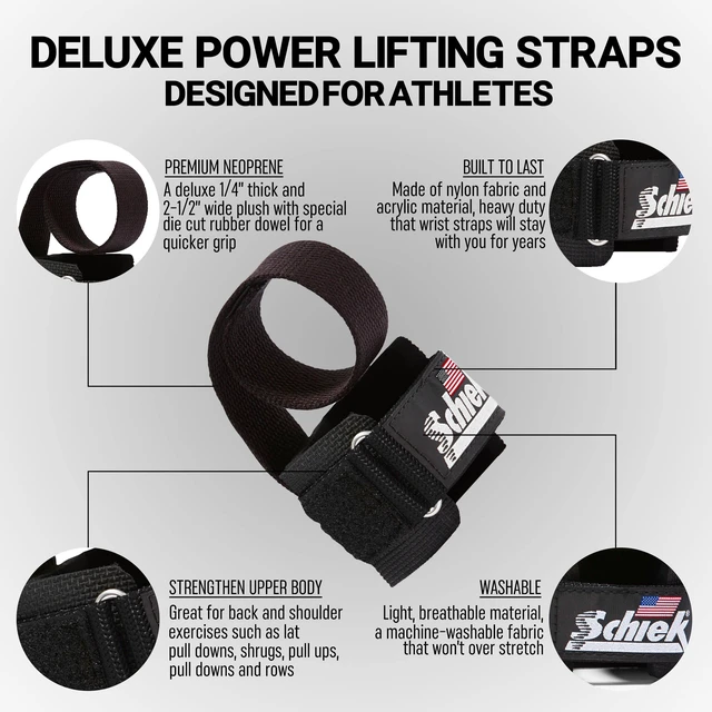 Alt view image 3 of 7 - Sports 1000-PLS Deluxe Power Lifting Wrist Straps - Weight Lifting Wrist Wraps (Black)