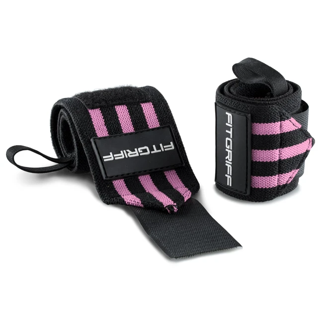 Alt view image 5 of 6 - Wrist Wraps for Weightlifting (18") Heavy-Duty Support for Gym, Bench Press, and Pushups (1 Pair) - for Men and Women (Black/Pink)