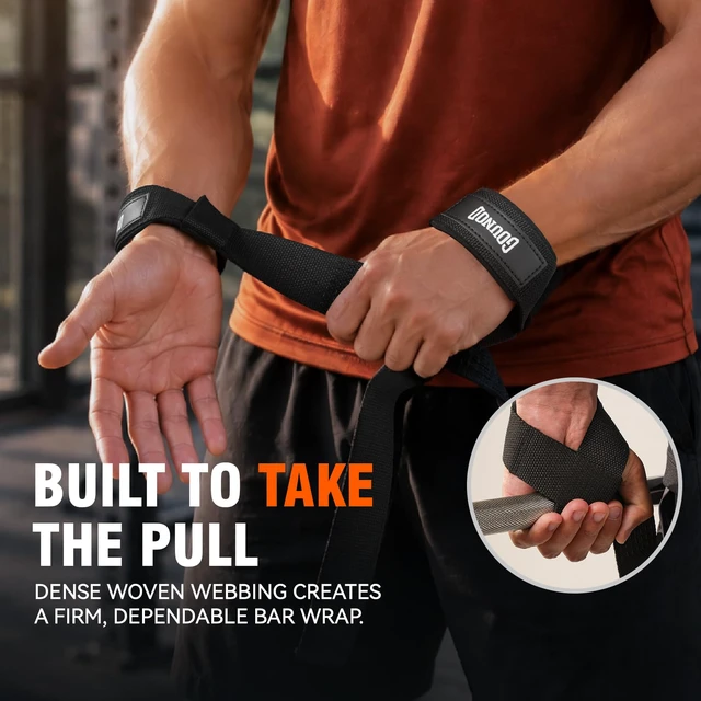 Alt view image 4 of 7 - Lifting Straps for Weightlifting Padded Wrist Straps for Gym(Black) | Non-slip silicone grip and cushioned wrist padding for Weightlifting, Gym, Deadlift, Workout, Gym Strength Training.