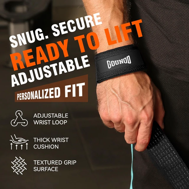Alt view image 3 of 7 - Lifting Straps for Weightlifting Padded Wrist Straps for Gym(Black) | Non-slip silicone grip and cushioned wrist padding for Weightlifting, Gym, Deadlift, Workout, Gym Strength Training.