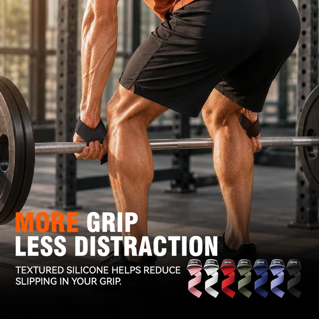 Alt view image 6 of 7 - Lifting Straps for Weightlifting Padded Wrist Straps for Gym(Black) | Non-slip silicone grip and cushioned wrist padding for Weightlifting, Gym, Deadlift, Workout, Gym Strength Training.