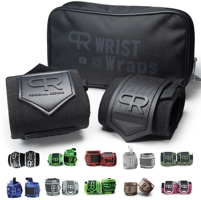 Main image of Heavy Duty Premium Wrist Wraps, More Elasticity, Reinforced Stitching, Extra Wide Strap, Strong Thumb Loop, Larry Wheels Weightlifting Wraps, Lifting Wrist Wraps - All Black