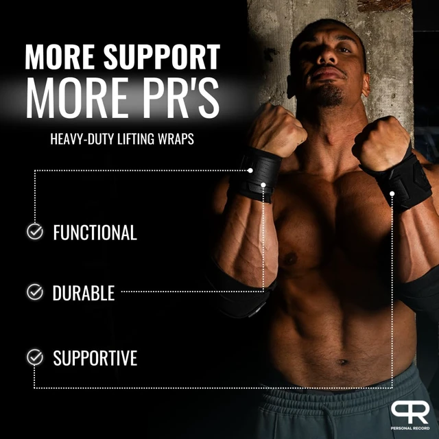 Alt view image 6 of 7 - Heavy Duty Premium Wrist Wraps, More Elasticity, Reinforced Stitching, Extra Wide Strap, Strong Thumb Loop, Larry Wheels Weightlifting Wraps, Lifting Wrist Wraps - All Black