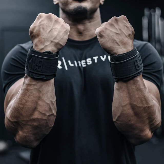 Alt view image 7 of 7 - Heavy Duty Premium Wrist Wraps, More Elasticity, Reinforced Stitching, Extra Wide Strap, Strong Thumb Loop, Larry Wheels Weightlifting Wraps, Lifting Wrist Wraps - All Black