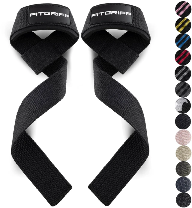 Main image of Lifting Wrist Straps for Weightlifting, Gym, Deadlift, Workout (Made of Premium Cotton & Padded) - Men & Women (Standard, Black)