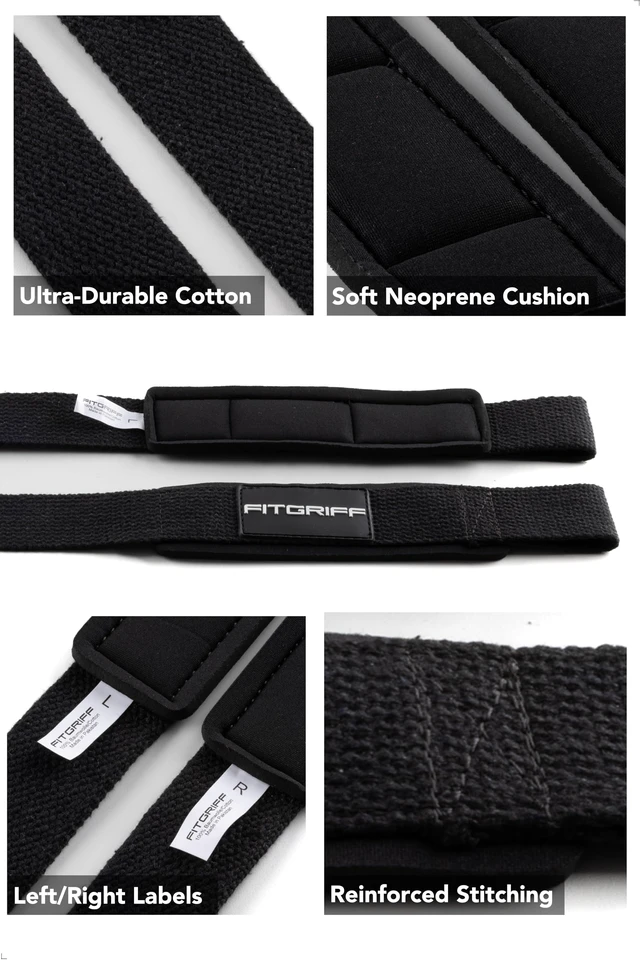 Alt view image 5 of 6 - Lifting Wrist Straps for Weightlifting, Gym, Deadlift, Workout (Made of Premium Cotton & Padded) - Men & Women (Standard, Black)
