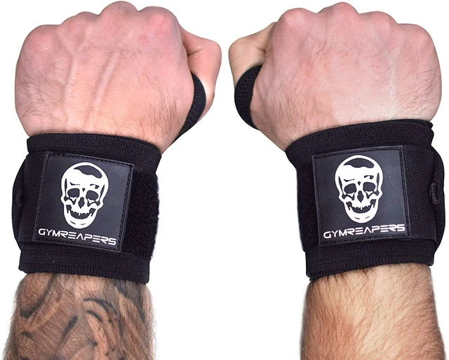 Main image of Wrist Wraps Weightlifting - Stiff Heavy Duty 18 inch Wraps With Thick Thumb Loop For Powerlifting, Bodybuilding, Cross Training, & Heavy Presses (Black - 12")