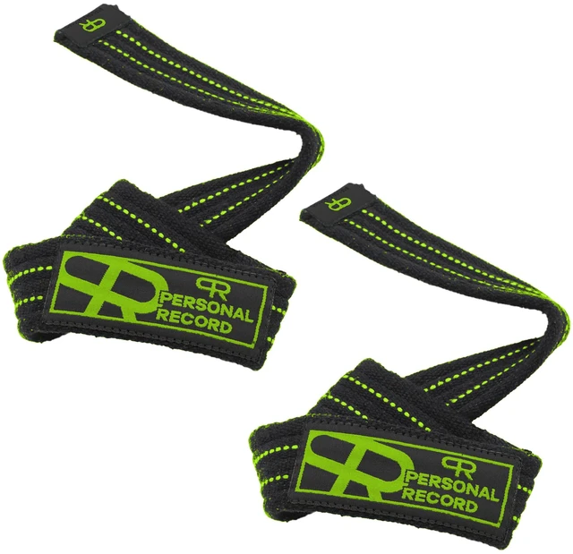 Main image of Heavy Duty Weightlifting Straps. Black Neon | PR Personal Record, Deadlift, Extra Thick Material, Grip and Wrist Support, Powerlifting, Bodybuilding, Strength Training