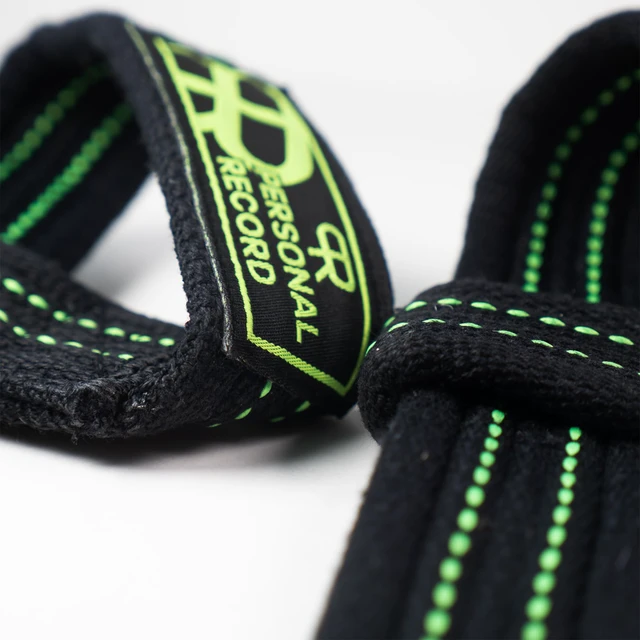 Alt view image 6 of 7 - Heavy Duty Weightlifting Straps. Black Neon | PR Personal Record, Deadlift, Extra Thick Material, Grip and Wrist Support, Powerlifting, Bodybuilding, Strength Training