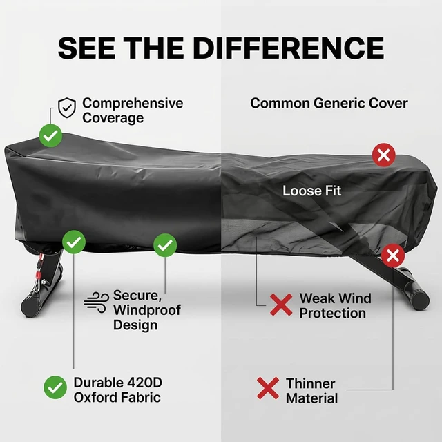 Alt view image 3 of 7 - Weight Bench Cover 50" Waterproof 190T Silver-Coated Polyester Taffeta Workout Bench Cover with Drawstring, Exercise Equipment Protective Cover for Indoor Outdoor Use