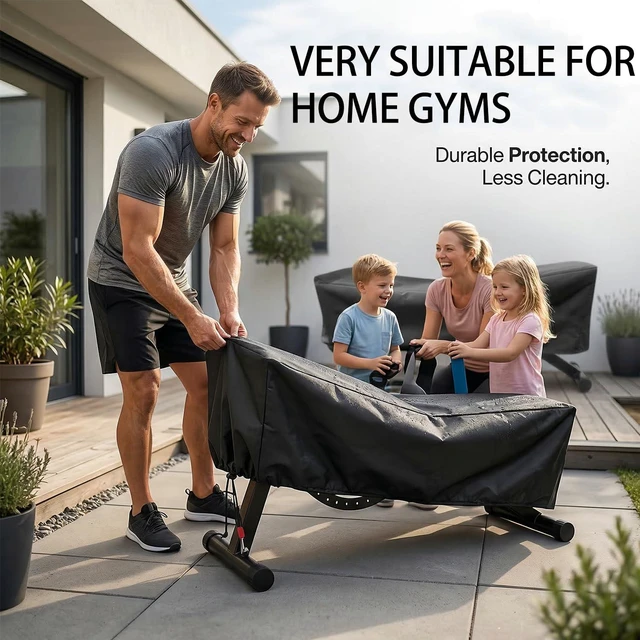 Alt view image 5 of 7 - Weight Bench Cover 50" Waterproof 190T Silver-Coated Polyester Taffeta Workout Bench Cover with Drawstring, Exercise Equipment Protective Cover for Indoor Outdoor Use