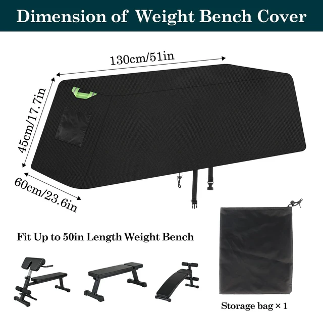 Alt view image 2 of 6 - Weight Bench Cover, Waterproof 420D Oxford Exercise Workout Bench Cover for Sit-up Board Flat Lifting Benches, Windproof with Drawstring & Fluorescent Handles, 51"x24"x18"(Black)