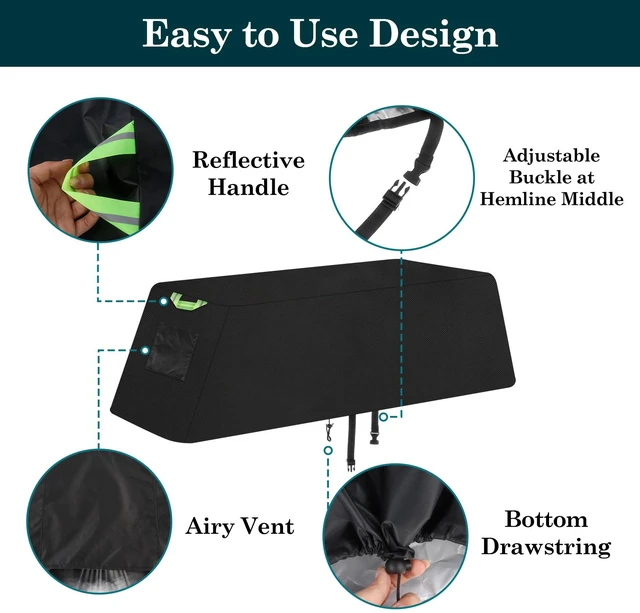 Alt view image 3 of 6 - Weight Bench Cover, Waterproof 420D Oxford Exercise Workout Bench Cover for Sit-up Board Flat Lifting Benches, Windproof with Drawstring & Fluorescent Handles, 51"x24"x18"(Black)