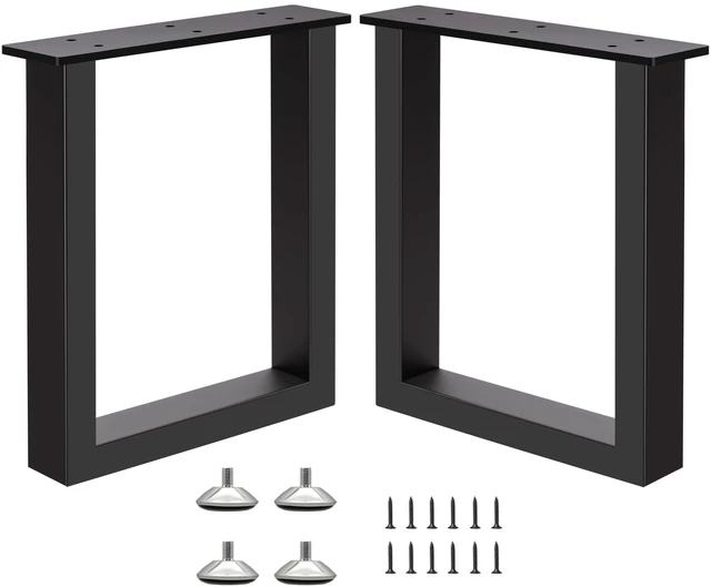 Main image of 16" Metal Bench, Desk & Coffee Table Legs, Heavy Duty Furniture Feet with Adjustable Protectors, Black End & Side Table Legs (H16 x W11.8, Set of 2)