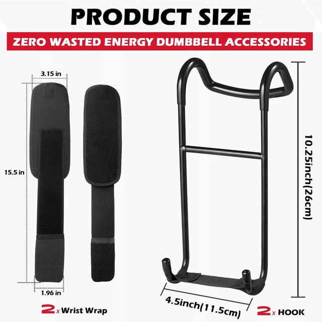 Alt view image 6 of 7 - Upgraded 2-Pack Dumbbell Spotter Hooks, 250 LBS Max Load Capacity | Heavy-Duty Dumbbell Hooks for Bench Press Chest Shoulder Workouts, Comes with 2 Wrist Support Straps