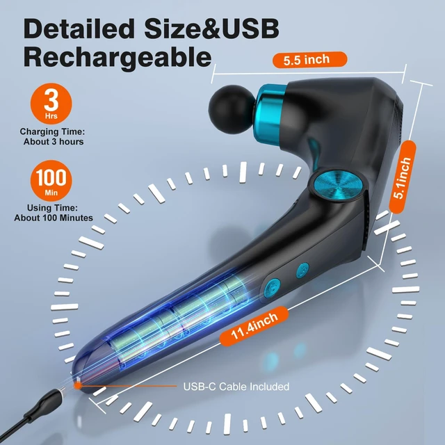 Alt view image 6 of 7 - Foldable Heat Cold Massage Gun, 9 Speeds 10 Heads Cordless Handheld Percussion Massagers, Portable Electric Muscle Pain Relief Massager Gifts for Men Women Dad