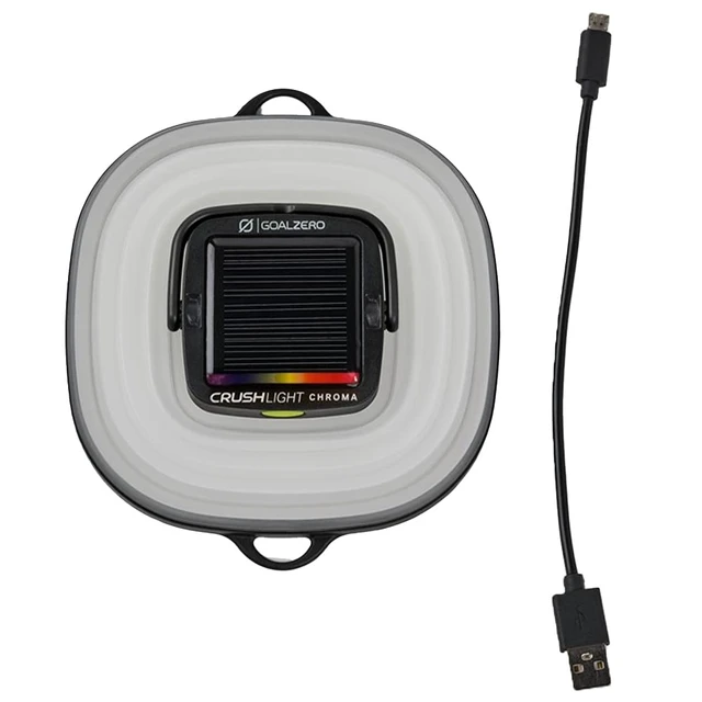 Alt view image 2 of 5 - Crush Light Chroma Lantern Collapsible Solar Lantern 3 White Plus Multicolour Fade Plus 6 Colour Modes Turn Campsite Into A Party Built-in Solar Panel Or Charge from Any USB Port,Black