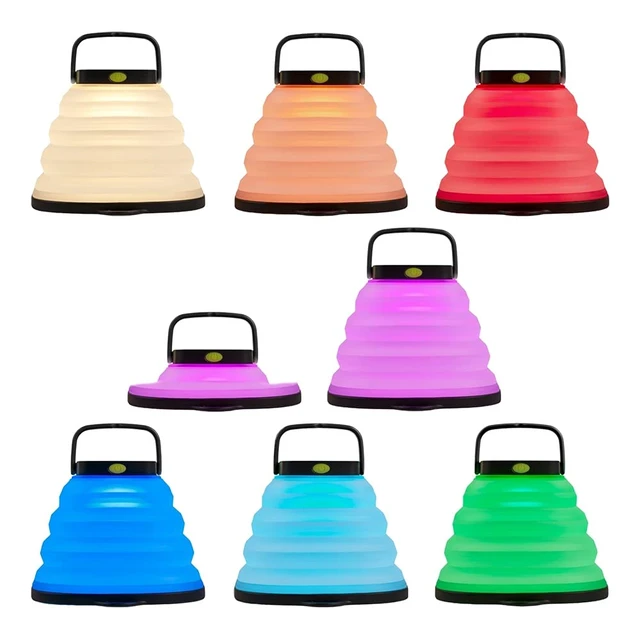 Alt view image 3 of 5 - Crush Light Chroma Lantern Collapsible Solar Lantern 3 White Plus Multicolour Fade Plus 6 Colour Modes Turn Campsite Into A Party Built-in Solar Panel Or Charge from Any USB Port,Black