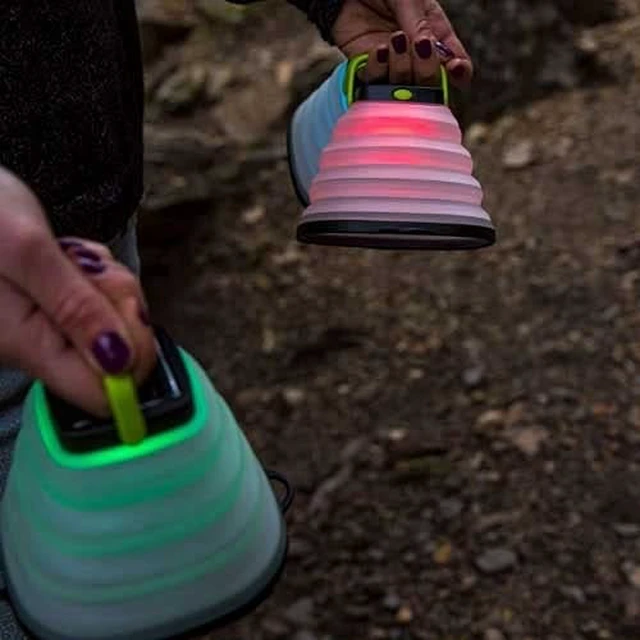 Alt view image 4 of 5 - Crush Light Chroma Lantern Collapsible Solar Lantern 3 White Plus Multicolour Fade Plus 6 Colour Modes Turn Campsite Into A Party Built-in Solar Panel Or Charge from Any USB Port,Black
