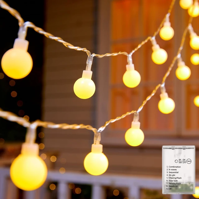 Main image of Battery Operated String Lights, 21FT 60 LED Globe Classroom Lights | 8 Modes & Waterproof Twinkle Lights, Fairy Lights for Indoor Outdoor Bedroom Classroom Camping Christmas Decor, Warm White